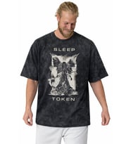 Tasarım Sleep Token Rock Metal Müzik Grubu Baskılı Unisex Oversize Vintage Yıkamalı Tişört