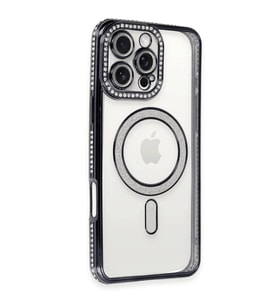 Apple İphone 16 Pro Kılıf Joke Simli Magneticsafe Kılıf - Siyah