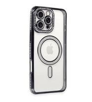 Apple İphone 16 Pro Kılıf Joke Simli Magneticsafe Kılıf - Siyah