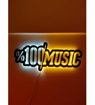 %100 Music Led Işıklı Duvar Tablosu (K.Siyah)