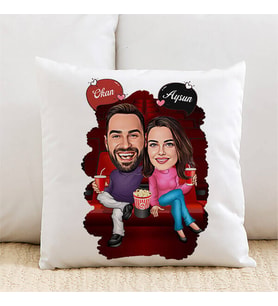Kişiye Özel Sinema Keyfi Yapan Çiftler Yastık