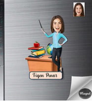 Kişiye Özel Öğretmen Kadın Ahşap Magnet -13
