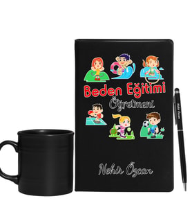 Beden Eğitimi Öğretmenlerine Özel Defter Kalem & Siyah Varil Kupa Hediye Seti