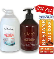 Simav Synaus Kestane Özlü ve Termal Sulu Sıvı Sabun 2'li Set - 4 Lt + 500 ml