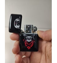 Siyah Kedili Metal Çakmak Gazlı  ( Arkası Aynalı )