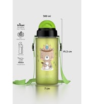 Renga Migo Soft Touch Desenli 500 ml Askılı Pipetli Tritan Çocuk Matara 912142 Pembe (Yeşil)