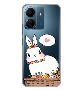 Xiaomi Redmi 13C Uyumlu Sevimli Tavşan Tasarımlı Şeffaf Telefon Kılıfı