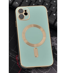 iPhone 11 Uyumlu MagSafe Özellikli Lens Korumalı Lazerli Renkli Kılıf Mint Yeşili