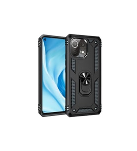 Xiaomi Mi 11 Lite Kılıf Sofya Yüzüklü Silikon Kapak - Siyah