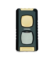 Cohiba Çift Torch Pürmüz Kesici & Delici & İğneli Siyah Sarı Metal Puro Çakmağı