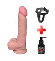OdinsShop 25,5 cm Belden Bağlamalı Yeni Nesil Realistik Penis + Kemer + Kayganlaştırıcı
