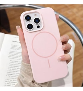 Coverzone ?phone 13 Pro ile Uyumlu Kadife ?� Y�zeyli Premium Silikon K?l?f MagSafe ile Uyumlu Kablosuz ?arj Destekli Darbe Emici Yumu?ak Dokulu Koruma Tasar?ml? Telefon K?l?f? Kum Pembe