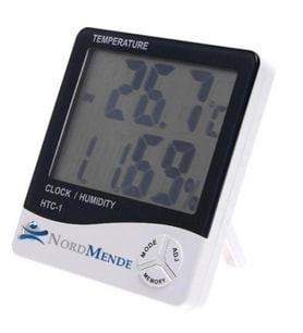 Mey İthalat® Dijital Termometre Nem Ölçer Saat Alarm Özellikli LCD Ekran İç Mekan Sıcaklık Gösterge