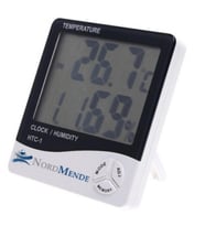 Mey İthalat® Dijital Termometre Nem Ölçer Saat Alarm Özellikli LCD Ekran İç Mekan Sıcaklık Gösterge