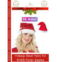 Özel Üretim Yıkanabilir Ucu Ponponlu Çocuk Yetişkin Yılbaşı Noel Baba %100 Polar Şapka 10 Adet