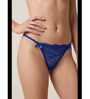 Fantezia Night Saks Mavi Fiyonk Detaylı Çiçek Dantelli String Külot TM1520
