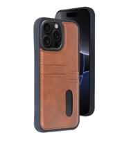 Apple İphone 14 Pro Max Kılıf Sara Kartvizitli Deri Kılıf - Taba