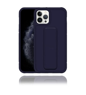 Apple IPhone 14 Pro Uyumlu Mat Lacivert Yumuşak Silikon Standlı Tutacaklı (Tutamaçlı) Telefon Kılıfı