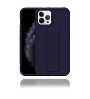 Apple IPhone 14 Pro Uyumlu Mat Lacivert Yumuşak Silikon Standlı Tutacaklı (Tutamaçlı) Telefon Kılıfı