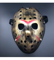 Bakır Renk Kırmızı Çizgili Tam Yüz Hokey Jason Maskesi Hannibal Maskesi (5343)