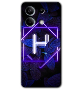 Redmi Note 13 Pro 5G Kılıf HD Desen Baskılı Kılıf - Dark Neon Yaprak H Harfi