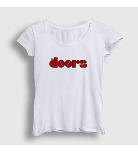 Presmono Kadın Beyaz Red Logo The Doors T-Shirt 116561tt