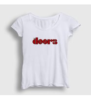 Presmono Kadın Beyaz Red Logo The Doors T-Shirt 116561tt