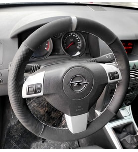 DİKİŞLİ DİREKSİYON KILIFI NUBUK DERİ NOKTA DERİ GRİ YÜZÜK GRİ DİKİŞLİ OPEL ASTRA İÇİN
