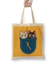 Cats İn Pocket Sailor Moon Bez Çanta Uzun Saplı