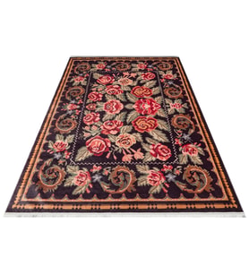 Makine Kaymaz Yıkanabilir Kırmızı Etnik Jüt Salon Halısı Mutfak Halısı Koridor Halısı Yolluk 02 BLACK