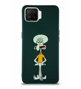 Oppo A73 Soft Premier Kapak Squidward Dokunaç Tasarımlı Silikon Kılıf - Yeşil (Şeffaf)