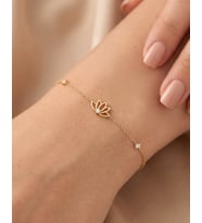 Minik Lotus Çiçeği 14 Ayar Altın Bileklik