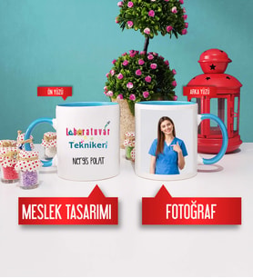 Laboratuvar Teknikeri Kupa Bardak Mavi Fotoğraflı