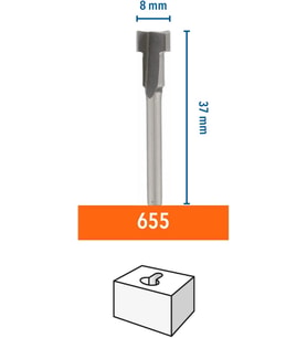 Dremel 655 En Büyük Düz Kenarlı Ahşapta Kanal Açma Freze Ucu, 8,0 Mm