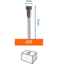 Dremel 655 En Büyük Düz Kenarlı Ahşapta Kanal Açma Freze Ucu, 8,0 Mm