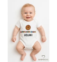 Anneannesinin Aslanı Yazılı Çıtçıtlı Bebek Zıbını  %100 Pamuk Kısa Kollu Body Tulum  0-3 Ay-24 Ay (Beyaz)