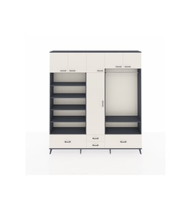 Arges Gardrop 18 Raflı 4 Çekmeceli Tek Askılı 220x30x243 Antrasit-Aytaşı