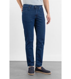 Lacivert Gabardin 5 Cep Düz Paça Casual Slim Fit Pamuklu Denim Pantolon 1023255161