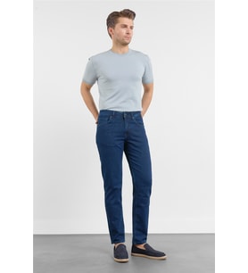 Lacivert Gabardin 5 Cep Düz Paça Casual Slim Fit Pamuklu Denim Pantolon 1023255161