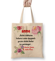 Anneler Günü Annelere Hediye 049 Bez Çanta Uzun Saplı