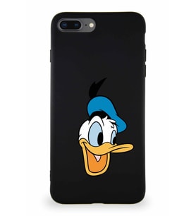 Apple iPhone 7 Plus Soft Premier Kapak Donald Duck-A Tasarımlı Silikon Kılıf - Siyah (Şeffaf)