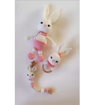 Yeni Doğan Uzun Kulak Tavşan Seti Amigurumi Organik Oyuncak