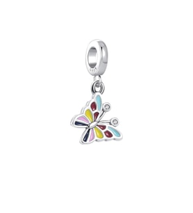 Çok Renkli Kelebek Charm  925 Ayar Gümüş
