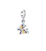 Çok Renkli Kelebek Charm  925 Ayar Gümüş