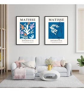 Mavinin Büyüsü Matisse  Duvar Tablosu Çerçeveli 2'li Set Siyah Renk 21 x 30 Boyut/Ebat (Çok Renkli)
