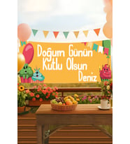 Kişiye Özel Canavarlar İsimli Doğum Günü Pankartı, Doğum Günü Afişi, Çocuk, Bebek İyi ki Doğdun Banner 50x150cm (Bordo)