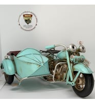Nostaljik Sepetli Buz Mavisi Klasik Motosiklet - 1:18 Ölçek (12cm) Dekoratif Model