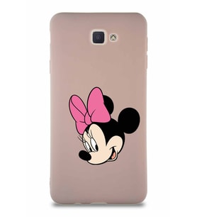 Samsung Galaxy J7 Prime 2 Soft Premier Kapak Minnie Mouse-B Tasarımlı Silikon Kılıf - Pudra (Şeffaf)