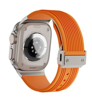 Apple Watch Ultra 49mm Uyumlu Kordon Silikon Spor Görünümlü Zore KRD-113 Kayış (Turuncu)