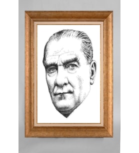 Çerçeveli Paspartulu Atatürk Tablo a145 (Gold)